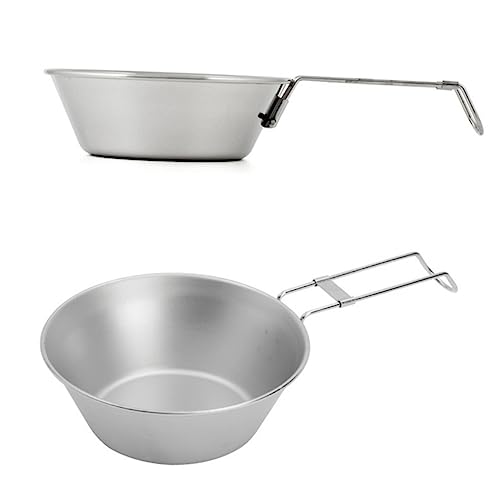 Parliky Travel-Friendly Stainless Steel Bowl Compact Collapsible Camping Bowl Lightweight with Handle