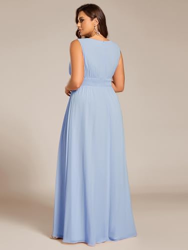 Image of Ever-Pretty Plus Women's Round Neck Sleeveless Empire Waist Maxi Plus Size Formal Gowns Bridesmaid Dresses