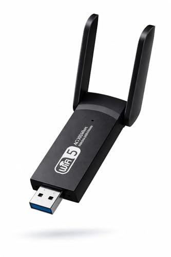 Adaptador WiFi USB AC1300 Dual Band 2.4G/5G com Antena – Internet Rápida para PC e Notebook, Alta Velocidade
