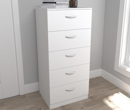 Miniatura 2 de Dormidan- Sinfonier 5 Cajones Guías Metálicas, Cómoda Dormitorio, Altura 110cm. Blanco