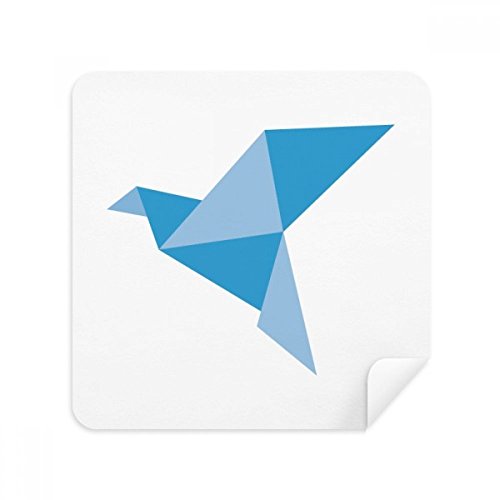 Essuie-lunettes pigeon origami bleu nettoyant écran téléphone tissu suédine microfibre