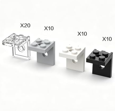 Qublyxo 50pcs Bracket 2 x 2-2 x 2 with 2 Holes Classic Bracket Plate Bulk for Minfigure, 3956 Building Block Parts Pack, Mixed Colors Transparent White Black Gray