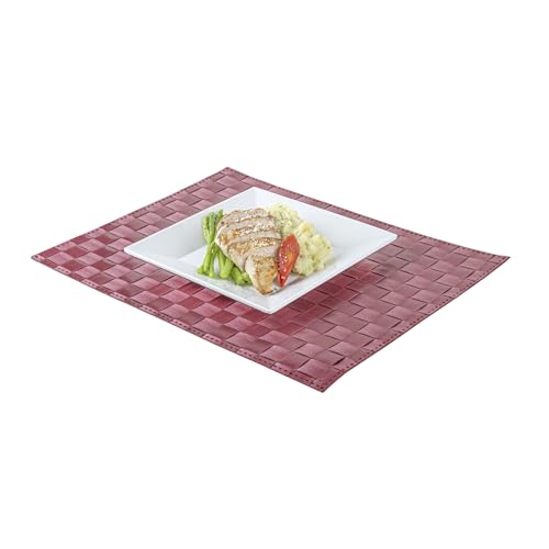 Macroweave 16 x 12 Inch Woven Placemats, Set Of 6 Rectangle Table Placemats - Durable, Easy To Clean, Red Plastic Placemats For Dining Table, For Homes or Restaurants, Restaurantware by Restaurantware - Image 8