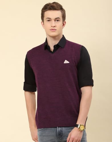 Image of Monte Carlo Men Regular Fit Sleeveless Solid V Neck Winter Sweater (Pack of 1)