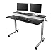Stand Up Desk Store 60" Crank Steel Adjustable Sit to Stand Up Desk, Black Shelves / Silver Frame
