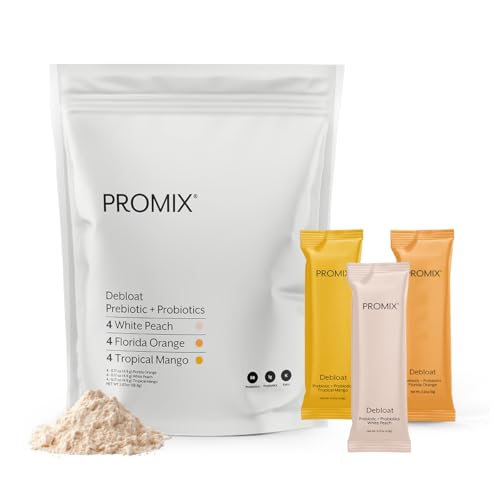 Image of ProMix Nutrition Debloat Prebiotics and Probiotics - Digestive Health, Nausea Relief, Gut Repair, and Bloating Relief for Women and Men - Variety Pack - 12 Servings (Pack of 12)