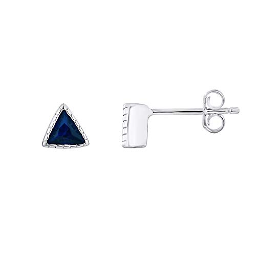 Boucles d'oreilles triangle en argent 925 et saphir bleu | Joaillerie d'exception ESSENS