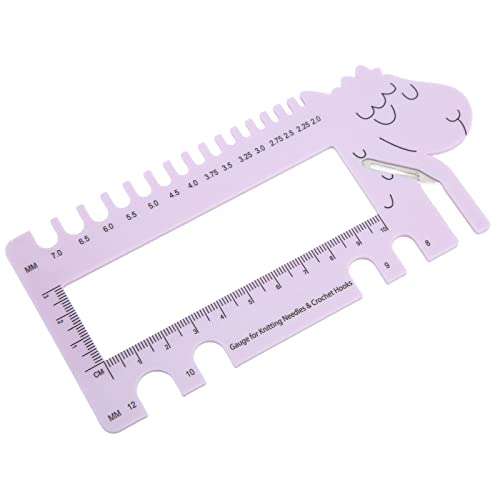 Knitting Needle Gauge, Cute Sheep Design Crochet Hook Ruler Plastic Knitting Needle Gauge Needle and Crochet View Sizer with Yarn Cutter