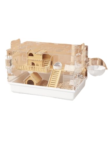 Andula中大型ハムスターケージ ケージ透明度高 掃除しやすい 持ち運び 通気穴いっぱい 多頭飼育用 御洒落 ハムスター クリア イージーホーム デグー アクリル アクセサリ (C)