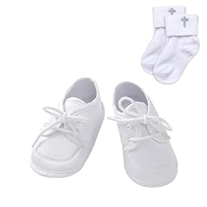 Booulfi Baby Boys’ Booties Newborn for Christening Baptism Shoes and socks set