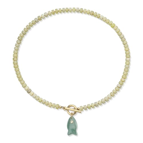 Collier de perles en pierre précieuse fine et son pendentif poisson élégant