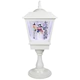 Northlight Lighted Musical Snowman Snowing Table Top Christmas Street Lamp Globes, 25.25", White