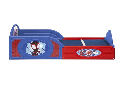 Image of Delta Children Toddler Bed with Guardrails, Spidey Kids Bed for Boys Girls