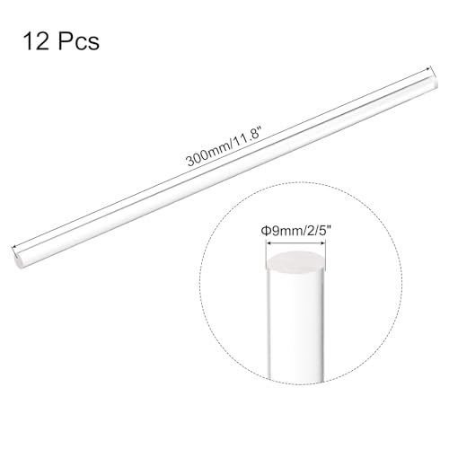 Image of MECCANIXITY 12pcs Acrylic Round Rods 23 /64 inch x 12 inch Clear Acrylic Dowel Rods Sticks Plastic Sticks Strip for DIY Crafts Lighting Gardening Decoration - 9mm x 300mm