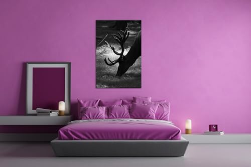 Tableau cerf rouge deyoli grand format 90x60 en bois véritable - 3