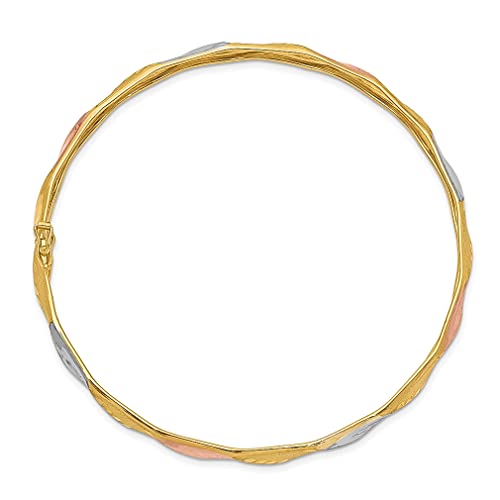 14K Yellow Gold White Rose Flex Bangle Bracelet Cuff Expandable Stackable Flexible Fine Jewelry For Women Gifts For Her #TOP1