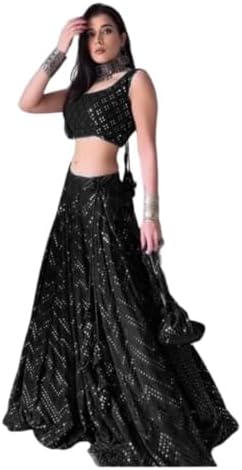 Women's Embroidered Semi Stitched Lehenga Choli Dupatta set with unstiched blouse piece and Flare Lehenga choli