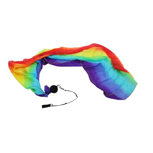 Qianly Belly Dance Ball Poi Streamers, Silk Streamer Set, Silk Streamer Poi Chain Balls, Rainbow