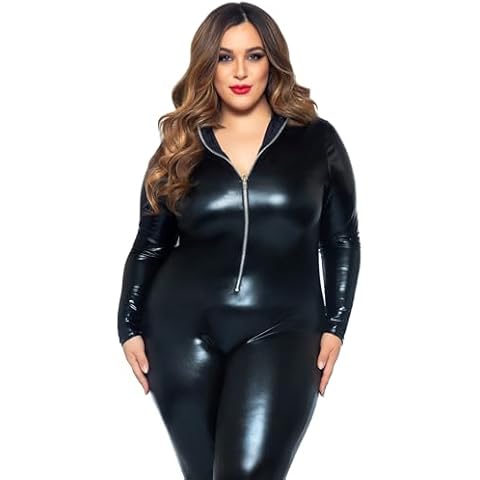 Leg Avenue 85047 Black Zipper Front Catsuit Cover