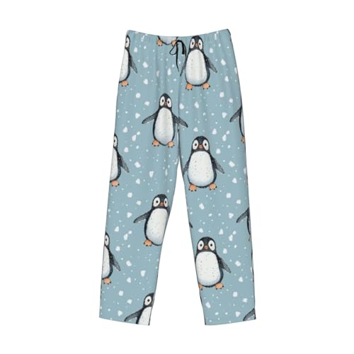Penguin Winter Snowflake Mens Pajama Pants Cozy Lounge Baggy Lightweight Pj Pants Lounge Bottoms With Elastic Waist4