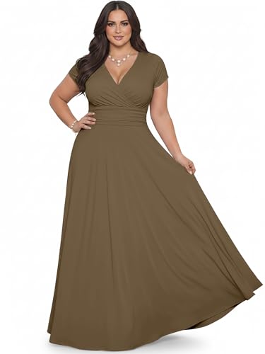Image of KOH KOH Womens Sexy Cap Short Sleeve V-Neck Flowy Cocktail Gown
