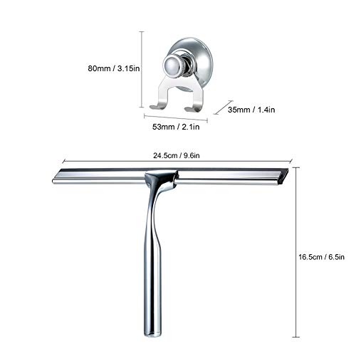 Homdsim Shower Squeegees Stainless Steel Window Glass Wiper Cleaner Squeegee For Shower Door Bathroom Kitchen Car Mirror - With Suction Cup Hook Holder #TOP2