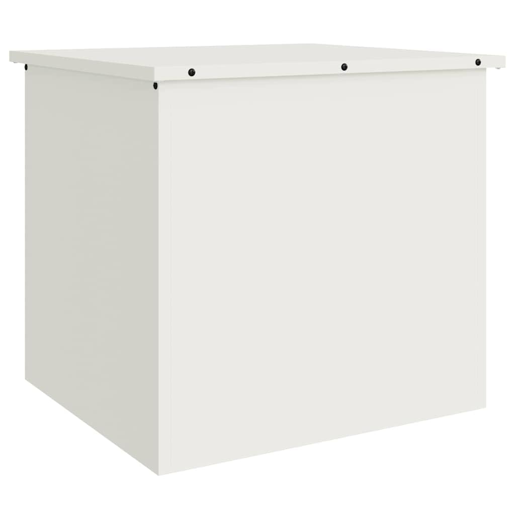 Cassa Stoccaggio Esterno Acciaio Bianco 55x50,5x50 cm | Coperchio A Gas, Resistente Intemperie, Design Industriale, Per Giardino Terrazza