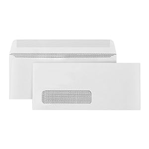 500 Number 10 Single Window Envelopes – Thick Gummed Seal – Designed for Secure Mailing of Quickbooks Checks, Invoices…