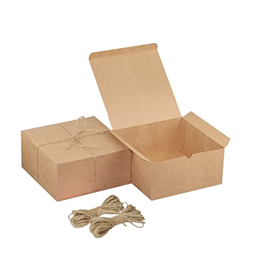 Xxcxpark 16 caixas de presente marrom Kraft 20 x 20 x 10 cm, caixa de presente decorativa de papel...