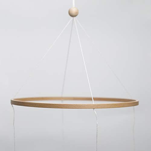 Nursery Mobile Crib Bed Bell Ceiling Diy Wooden Mobile Frame For Crafts Natural Wood Mobile Hanger Ornaments Handmade Kit Round Wooden Wind Bell Gift For Children #TOP4