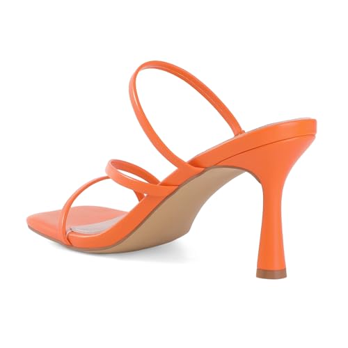 Image of Shoe'N Tale Strappy Kitten Heels For Women Stiletto Mules Square Open Toe Slip On Sandals