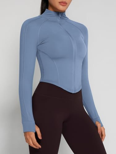 Image of GYM RAINBOW Womens Snatched Workout Jackets Lightweight Zip Up Slim Fit Gym Track Athletic Jackets with Thumb Holes