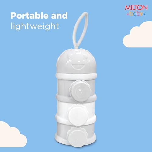 Image of Milton Baby 3 Layer Milk Powder Container I Formula Dispenser On The Go I BPA Free - 100% Food Grade I Travel Friendly Portable Container for Milk Powder, Snacks, Fruits I Light Weight I Grey
