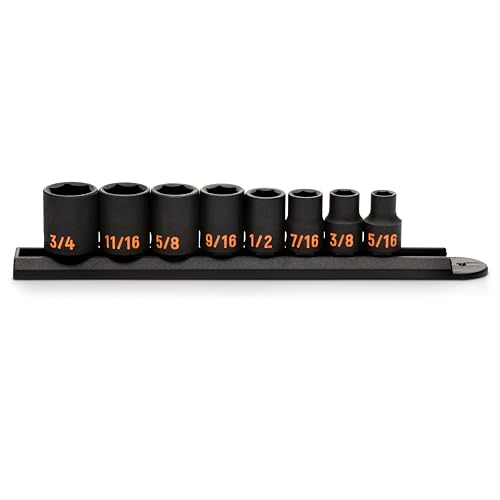 Image of GEARWRENCH 8 Piece 3 /8 inch Drive 6 Point SAE Hi-Viz Impact Socket Set | 84910H