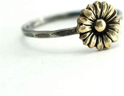 Miniatura 2 de Anillo retro de girasol 925 de plata delicado anillo de girasol anillo de novia regalos de boda, anillo de pétalos para mujer