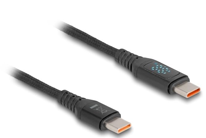 Delock Câble USB 2.0 de chargement Rapide USB Type-C™ mâle à mâle PD 3.1 140 W Avec Indication de Puissance, 1,20