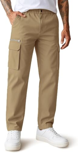 Image of CB-COLEBROOK Men Mid Rise Cargo || Cargo Pants Cotton || Relaxed Fit Elastic Waist || Loose Fit || Casual Pants || Cargos Pant with 7 Pockets (Cargo-48-54)