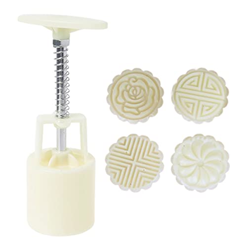 5Pcs Stamps 50g Round Flower Moon Cake Mold Pastry Hand Tool