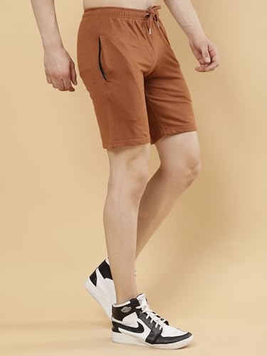 Image of POCKMAN Men's Regular Fit Black Cotton Terry Shorts- Perfect for Sports and Casual Wear.