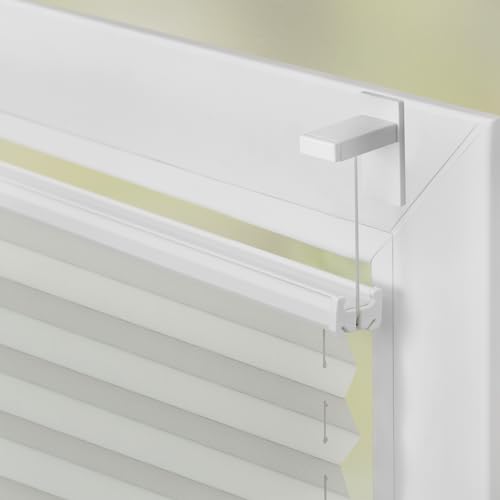 Lichtblick Plissee Klebfix, ohne Bohren, verspannt, Blickdicht - Hellgrau 35 cm x 100 cm (B x L)