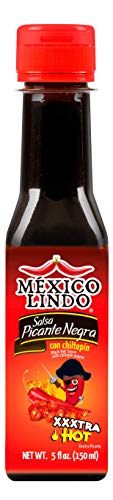 Image of Mexico Lindo Picante Negra Xxxtra Hot Sauce | Scoville Unit Level 80,000 | Sugar Free | 5 Fl Oz Bottle (Pack of 1)