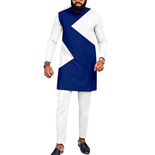 Dashiki Men African Clothes Plus Size Shirts and Pants 2 Piece Set Tribal Outfits Traditional Wear