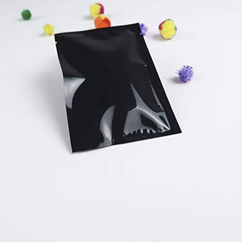 QQ Studio 100 PCS Metallic Mylar Foil Open Top Sealable Bags (12x18cm(4.7x7"), 100x Black)