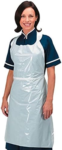 TPZ - Disposable Aprons - For Medical, Hairdressers, Cleaning, Caterers & General Use - Single Use Recyclable Plastic - Water Oil & Fluid Resistant - One Size Fits All for Adults Pack of 500 (Blue)