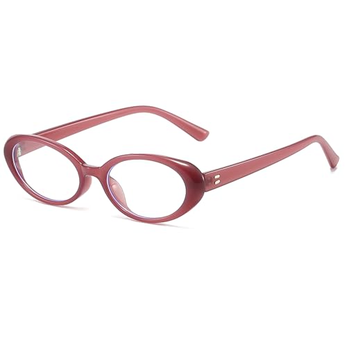Onrtry Retro Oval Blue Light Glasses for Women Men Small