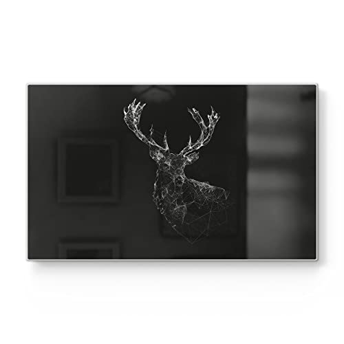 DEQORI Tabla de desayuno de cristal, pequeña 23 x 14 cm, diseño de ciervo digitalizado, tabla de cortar para cocina, antibacteriana y antideslizante, placa de cristal y bandeja para servir