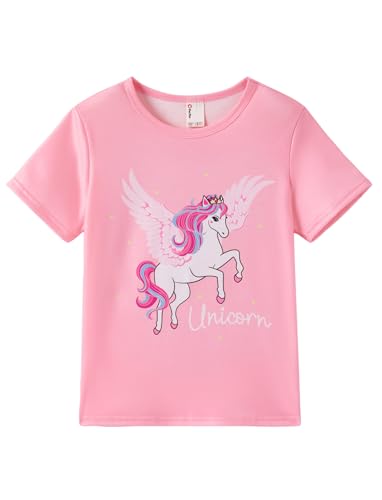 Image of PATPAT Girls Crewneck Short Sleeve Graphic Tees Animal Print Shirts Cute Summer Outfits 5-12 Years