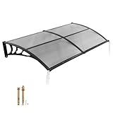VEVOR Awnings for Door Entrance, 38 x 78 in, Exterior Front Door Window Awnings with Drainage & ABS Bracket, Rain Snow Sun Protection, Overhang Polycarbonate Door Canopy for Porch Patio, Smoky Gray