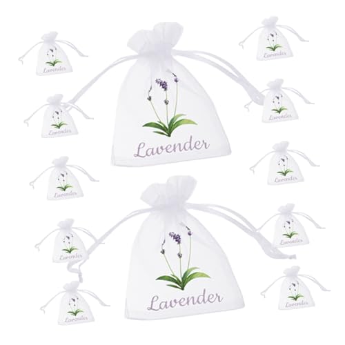 HOODANCOS 50Pcs Lavender Sachet Drawstring Bags Organza Mesh Pouches for Dried Flowers Spices Tea Light Purple Empty Sachets for Closet Freshening