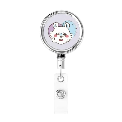 吊り下げ名札用リール ちいかわ (78) バッジリール 円形 Idカードリール 名札ホルダー バッジホルダー メンズ レディーズ 軽量 おしゃれ 人気 胸に固定 伸縮自在 落下防止 紛失防止 回転クリップ式 クリップ付き 教師 学生 オフィス 通勤 通学